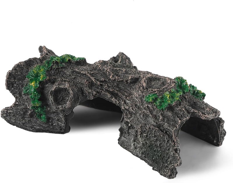 IBWell Aquarium Wood Fish Tank Decorations，Resin Fake Logs Terrarium DÉCor, Reptile Hide Aquarium Hideout for Fish Cave, Small Turtles, to 20 Gallon Tank - Image 1